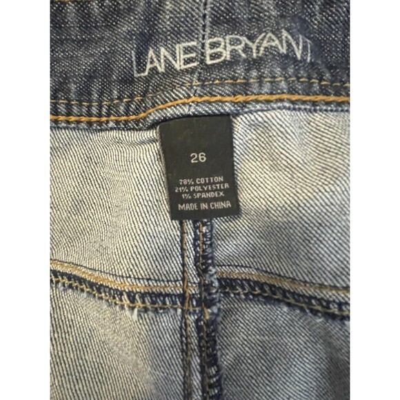 Lane Bryant Straight Leg Blue Jeans Denim Tighter Tummy  Womens Size 26 Distress - Picture 12 of 13